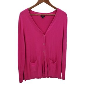 Talbots Womens L Pink Cardigan Knit Sweater Classic Preppy Layering Workwear
